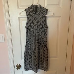 High-Neck Geometric Pattern Dress